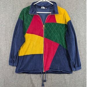 Vintage Youngstuff Blue Colorblock Quilted Velour Tracksuit Zip Up Size Large